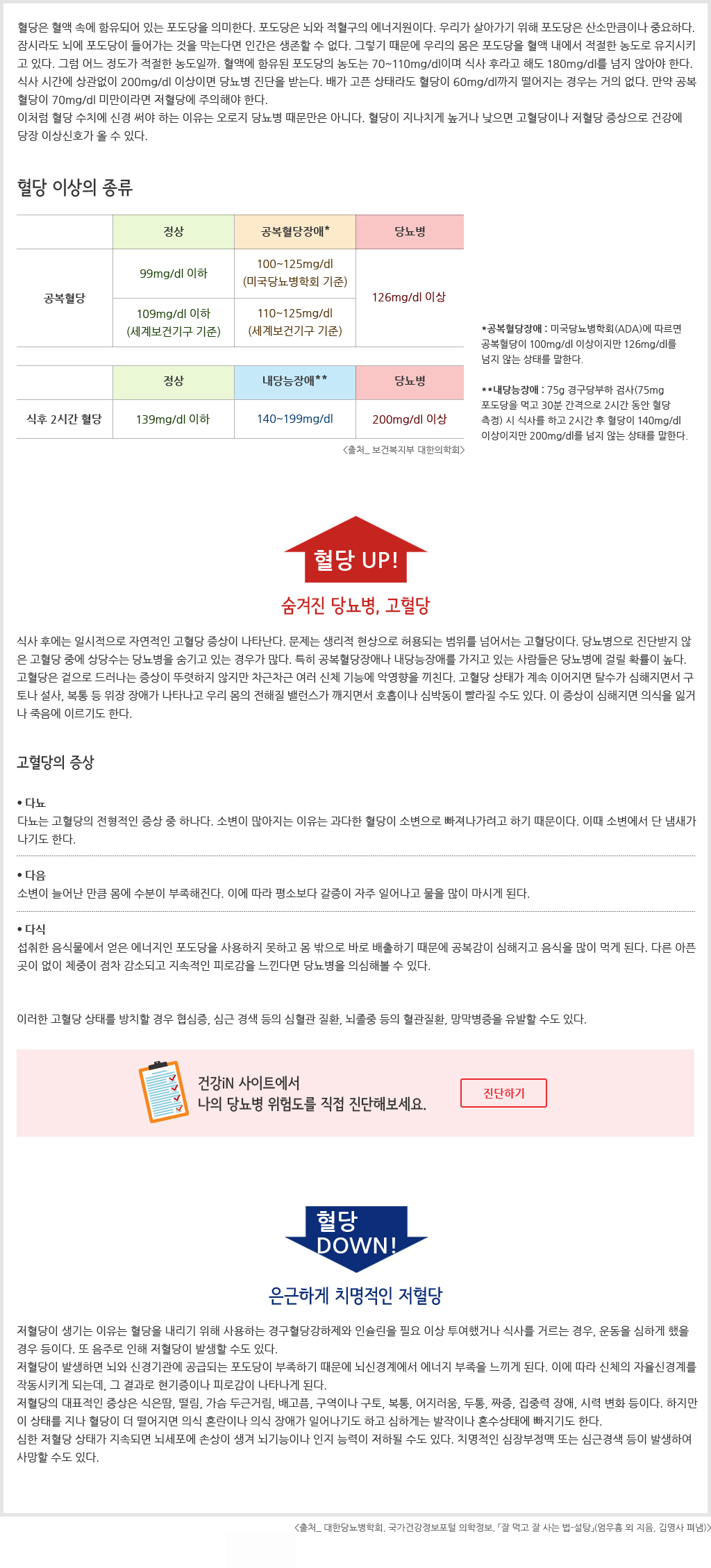 우리 몸은 항상 일정한 상태를 유지해야 하는 항상성을 지닌다. 혈액 속의 포도당도 마찬가지다. 혈당량이 일정하게 유지되지 않으면 소변으로 배출되어 당뇨병을 일으킨다.
