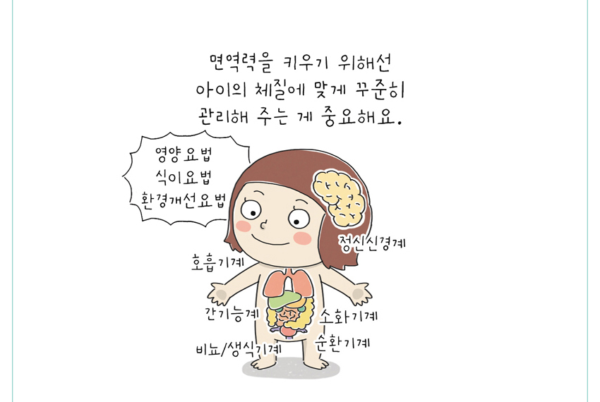 면역력을 키우기 위해선 아이의 체질에 맞게 꾸준히 관리해 주는게 중요해요.