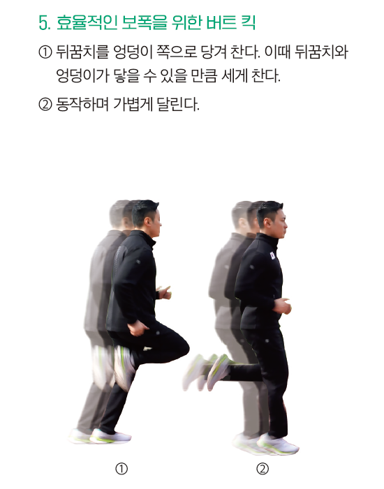 효율적인 보폭을 위한 버트 킥 이미지