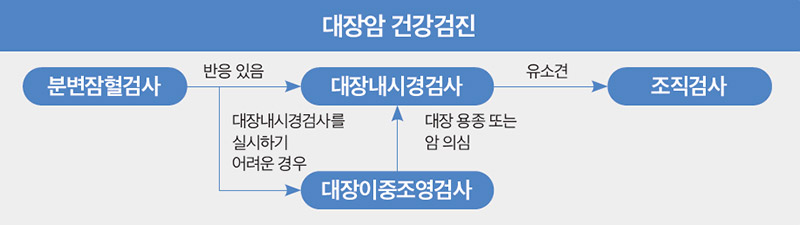 대장암 건강검진의 절차를 그린 표 이미지