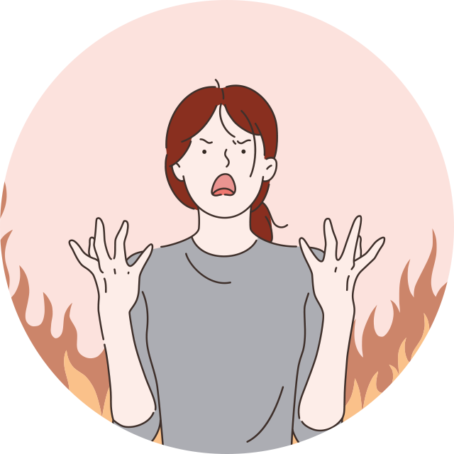 화를 내고 있는 여자의 모습을 그린 일러스트 이미지